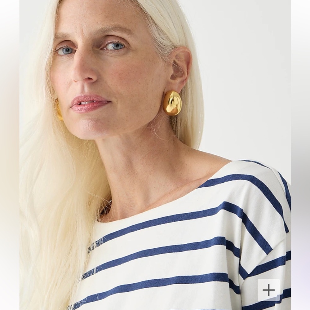 J. Crew Blue and White Striped Long Sleeve Tee - Picture 2 of 7
